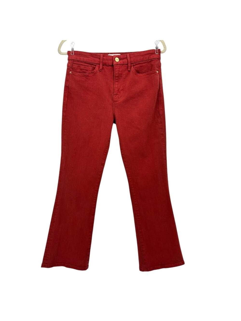 Frame Denim Womens 28 Jeans Le Crop Mini Boot Fire Brick Stretch Red Mid Rise